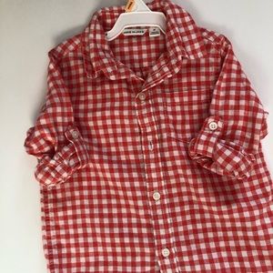 Janie and Jack red gingham linen shirt 2t